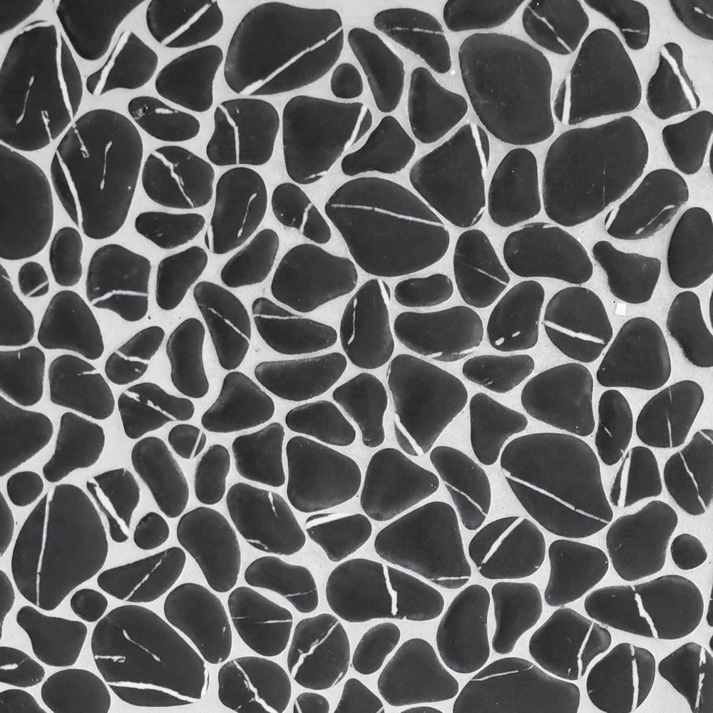 10-Sheet Pebble Tile for Shower Floor Border Kitchen Bathroom Backsplash, Black