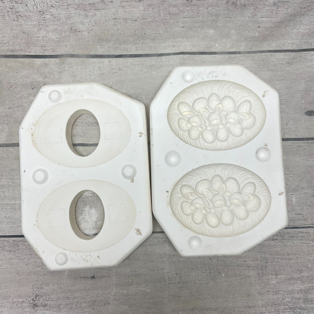 2001 Dona’s Molds Ceramic Casting Mold Happy Easter Bunny Inserts #D-2055