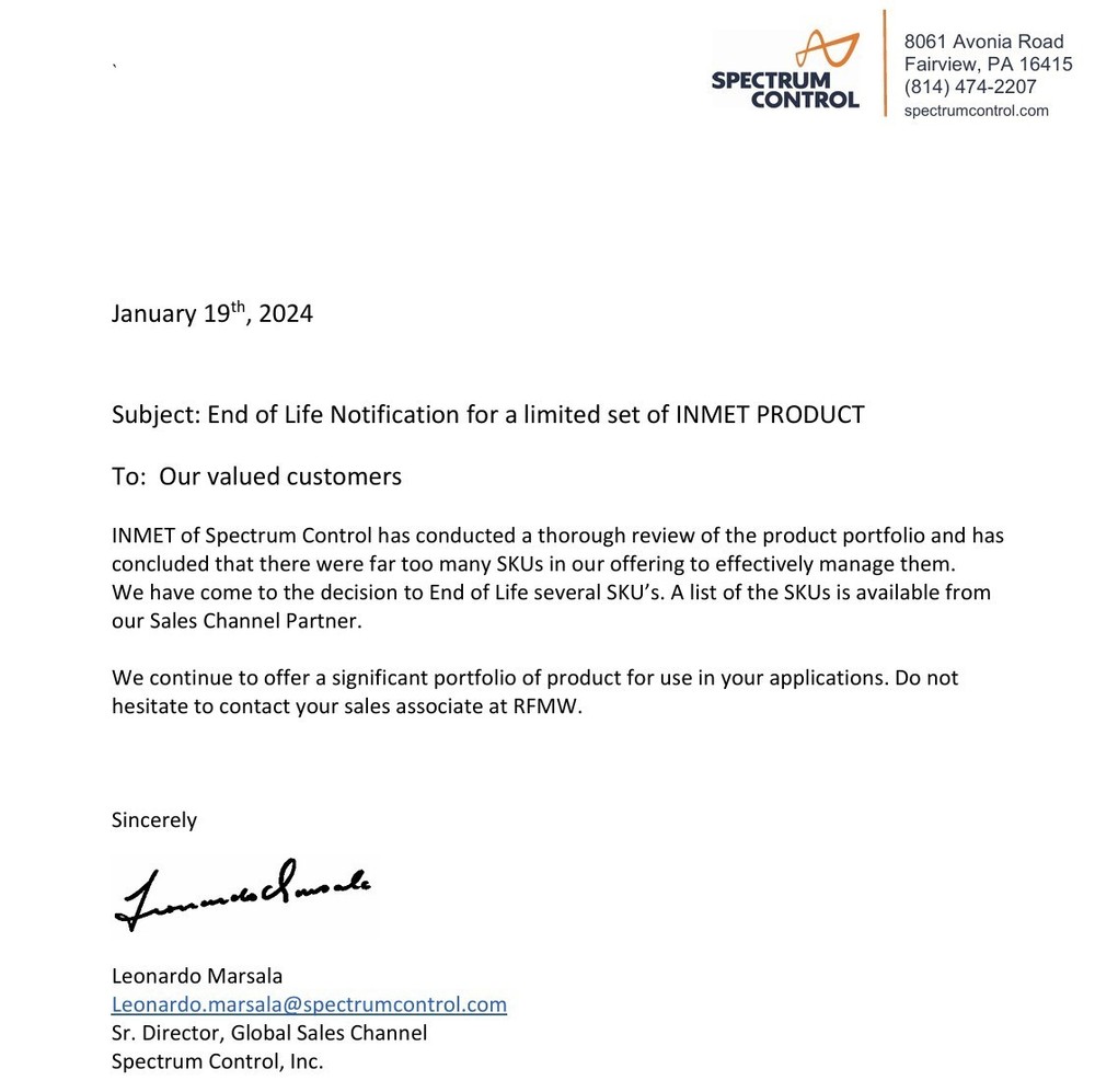 INMET 6B10W attenuator, fully tested