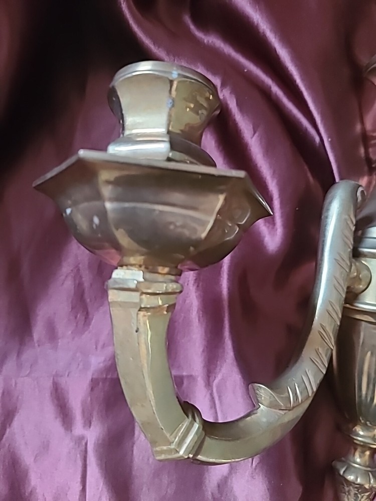 Vintage -2-Arm Solid Brass Candle Wall Sconce Decorative Crafts Inc.