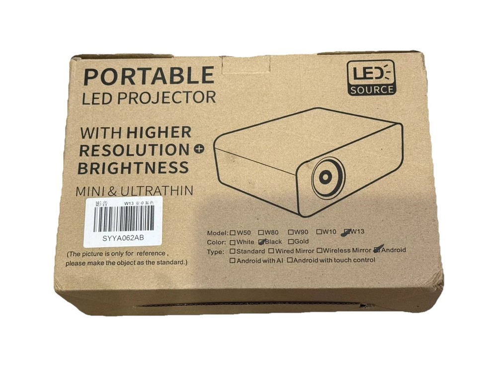 Portable Mini LED Projector 1080p Ultra Thin - Includes Remote