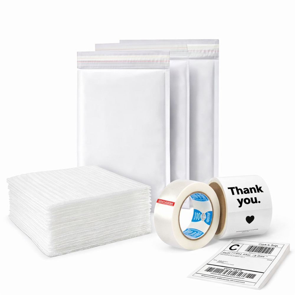 Poly Mailers Shipping Kit – Bubble Mailers, Packing Tape, Labels