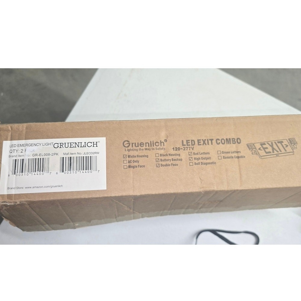 Combo Exit Sign, Light with 2 Adjustable Heads and Double, Back Up Batteries