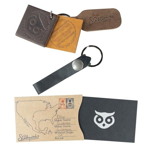, Rustic Keychain with Belt Loop, Keyring Organizer, Slim Strap Charcoal Black