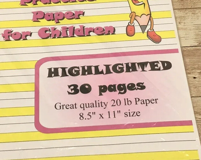 Highlighted - Handwriting Practice Paper For Children - 30 Sheets