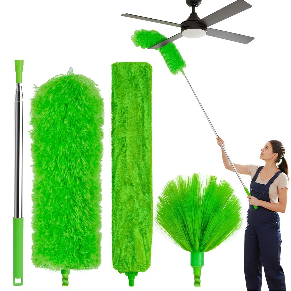 Cobweb Duster with Extension Pole, 3-in-1 Washable Cobweb Duster, Duster with...