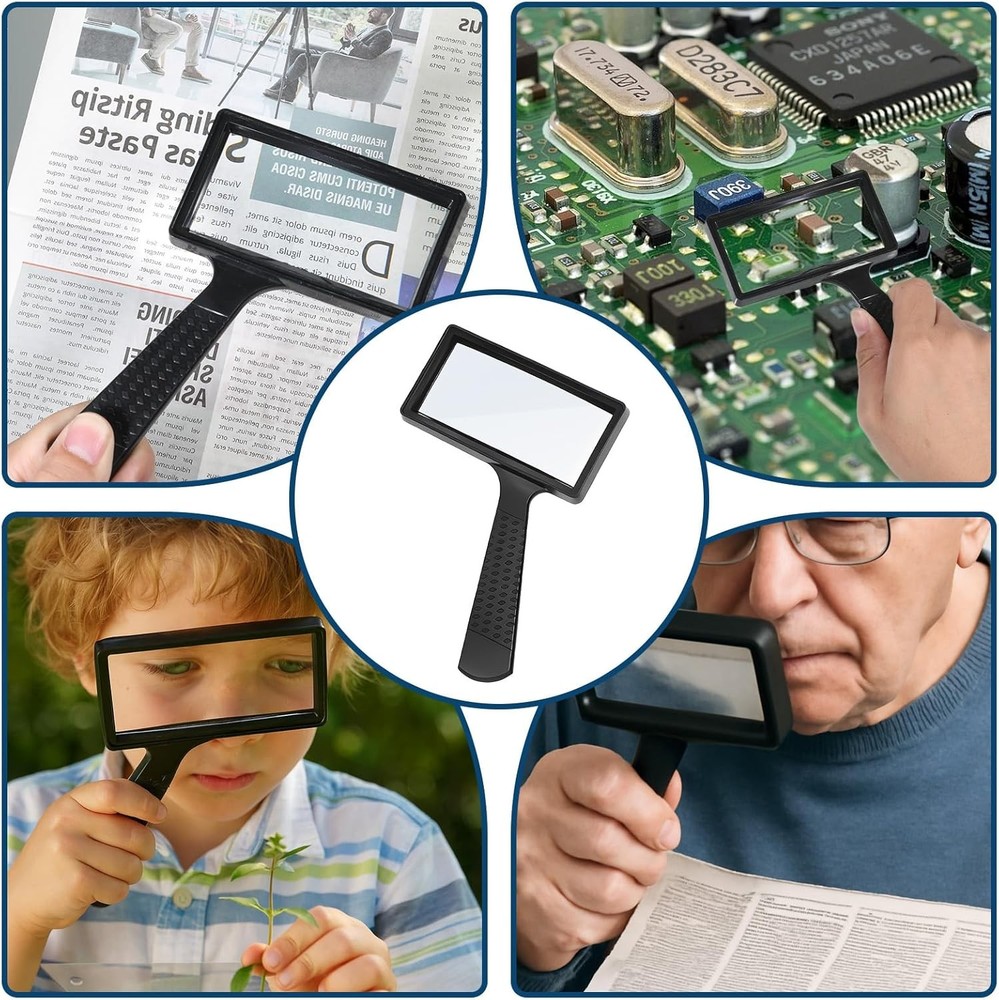 10X Handheld Rectangular Magnifying Glass – Jumbo Lens for Reading & Hobbies