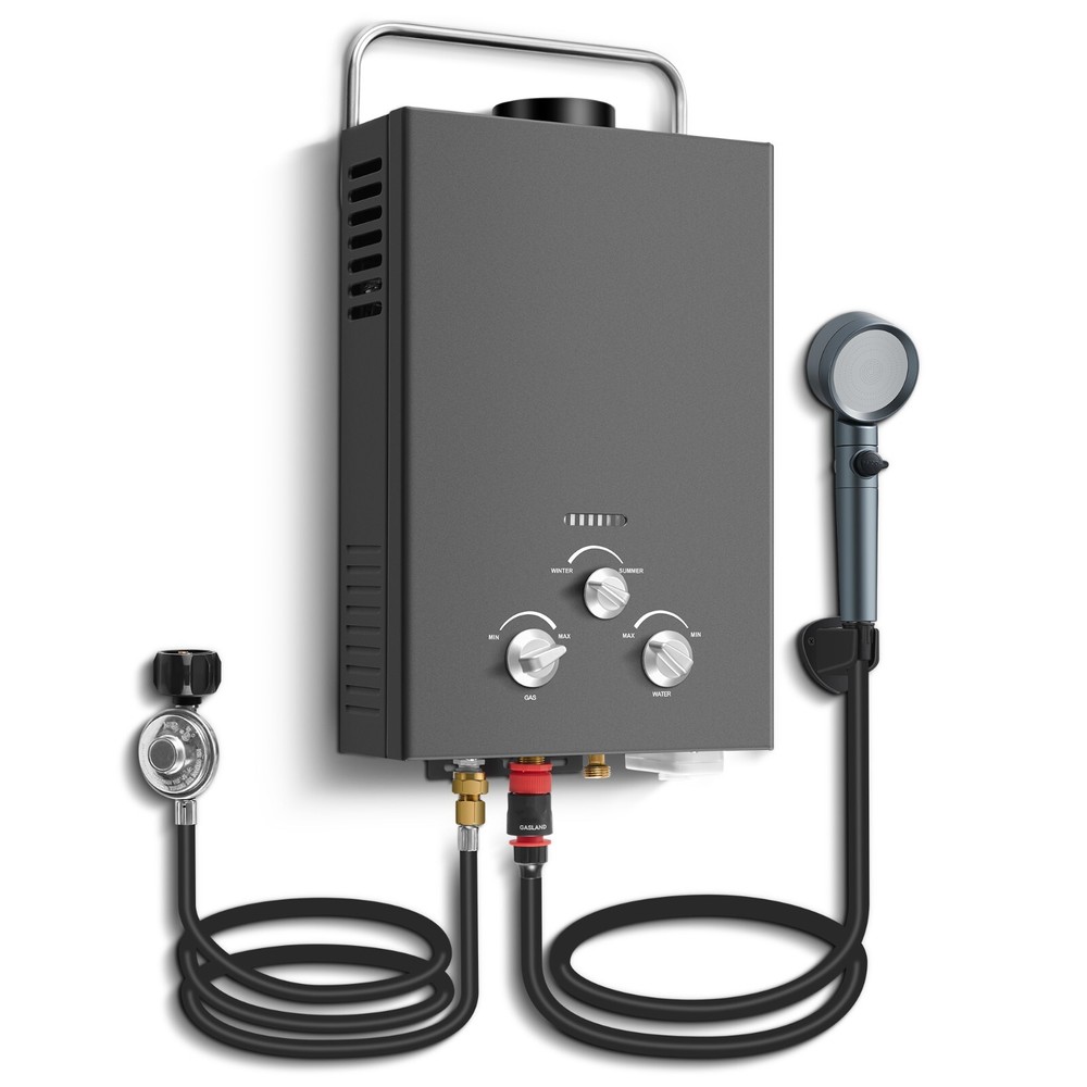 Amzgachfktch Tankless Water Heater 6L1.58 GPM Portable Gas Water Heater,Handle