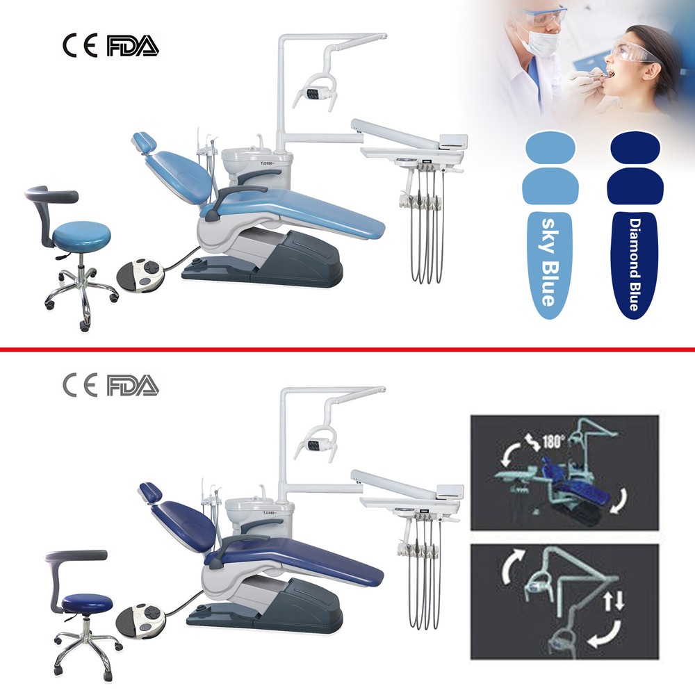 Dental Chair Unit PU Leather Computer Controlled DC Motor + Stool Kit