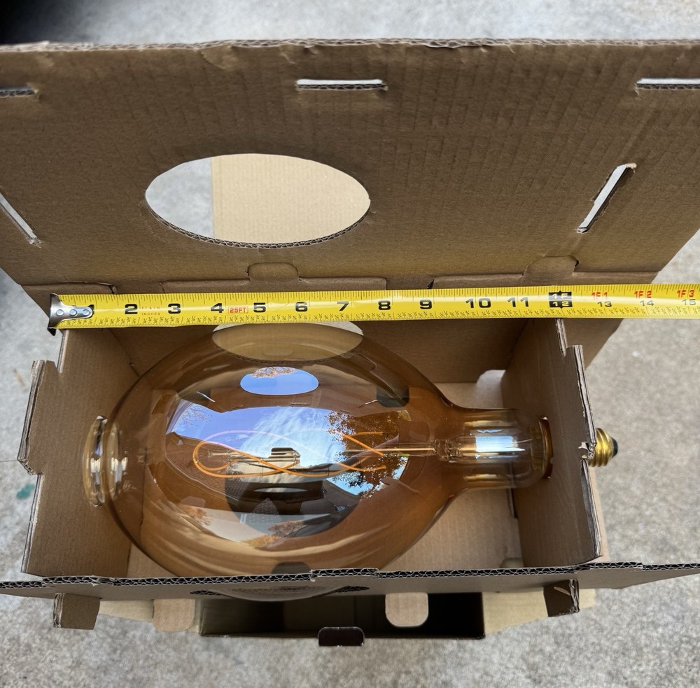 GE Large Vintage LED Amber Glass Light Bulb, 2000K E26 Dimmable, Decorative BT56