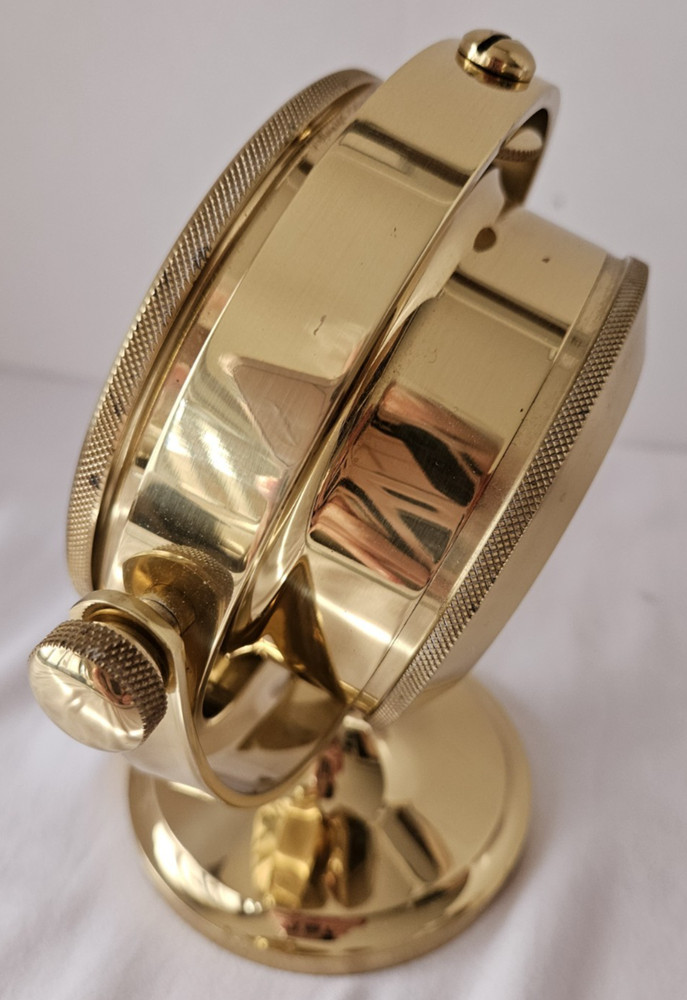 Solid Brass Ships Clock RARE Gimbal base, Bell Clock Company Quartz movement