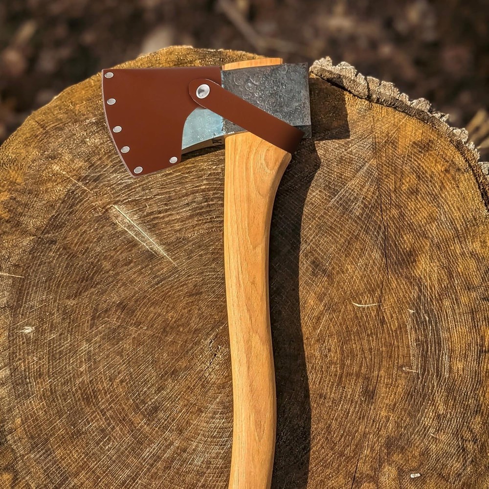 Leather Axe Sheath, Adjustable Hatchet Head Sheath, Brown