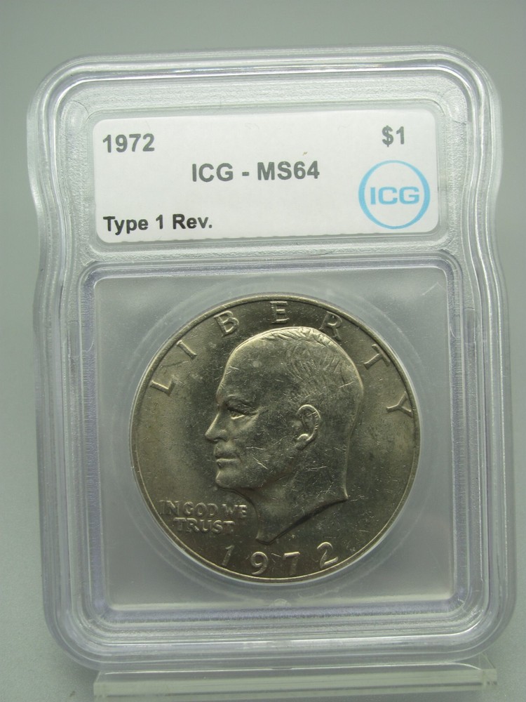 1972 Type 1 Reverse Eisenhower 'Ike' Dollar ICG MS 64