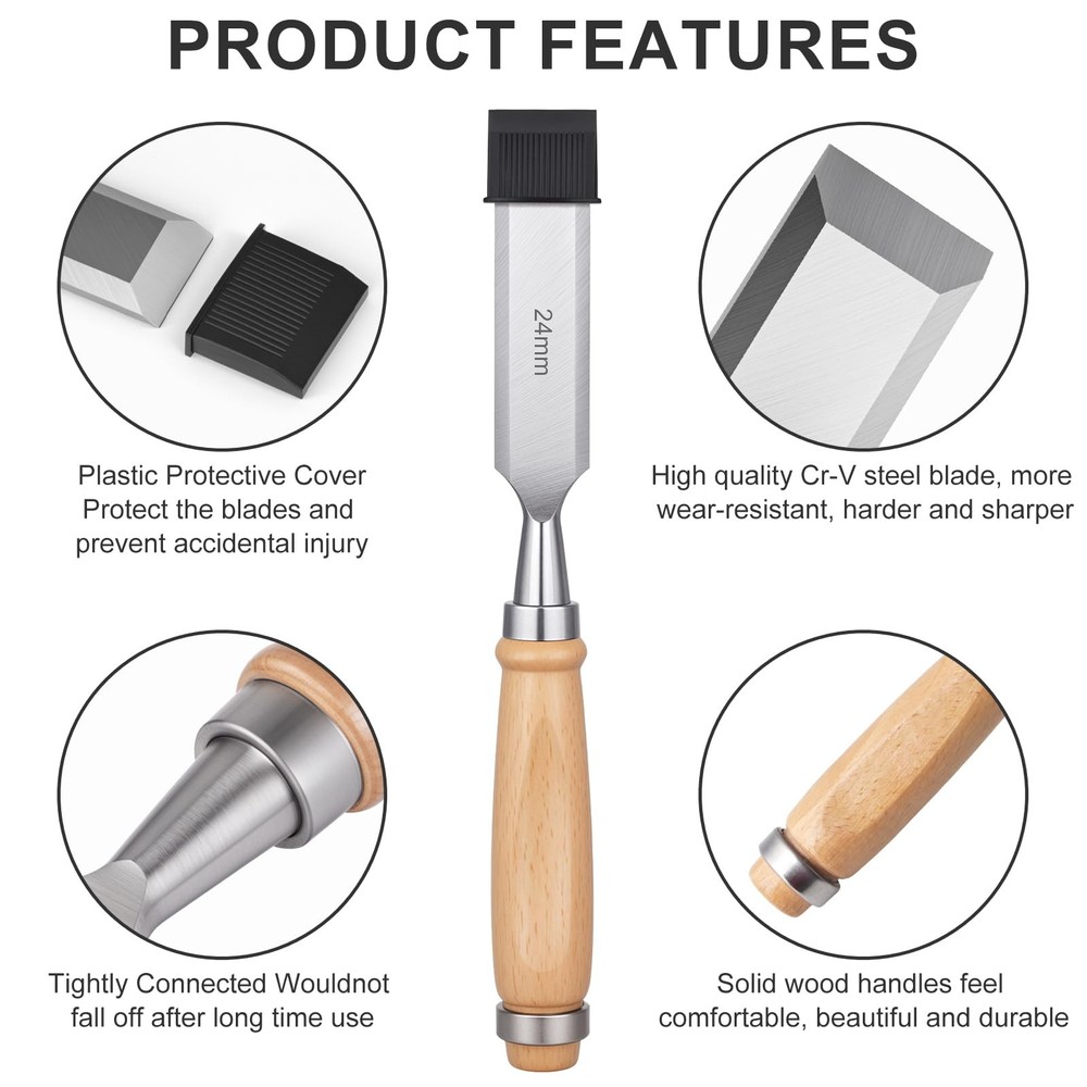 4 Piece Wood Chisel, Professional Woodworking Tools Set,Bevel Edge /, /