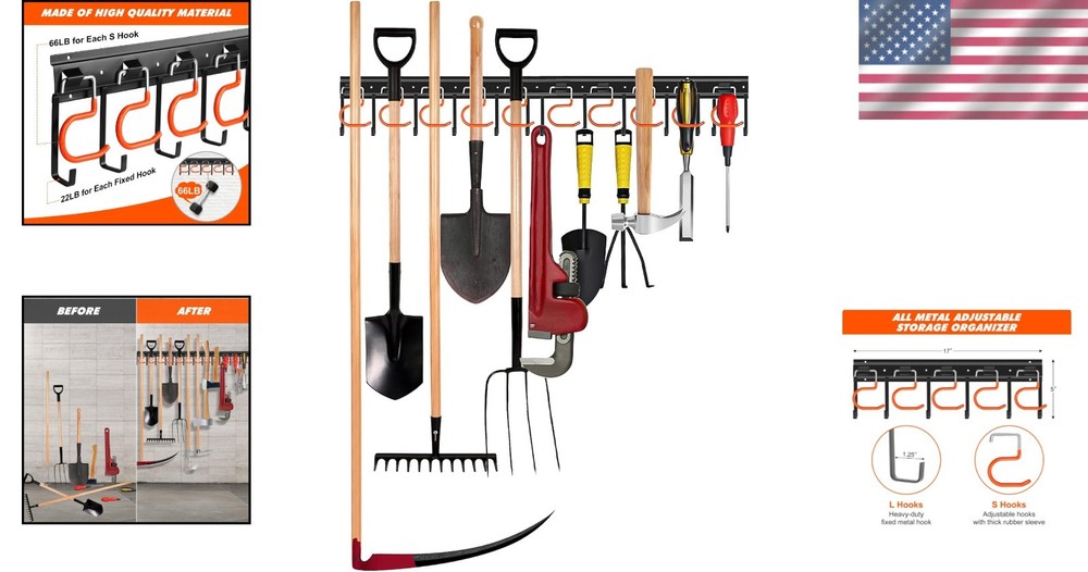 Adjustable 34'' Metal Tool Organizer - Effortless Wall-Mount Storage Solution