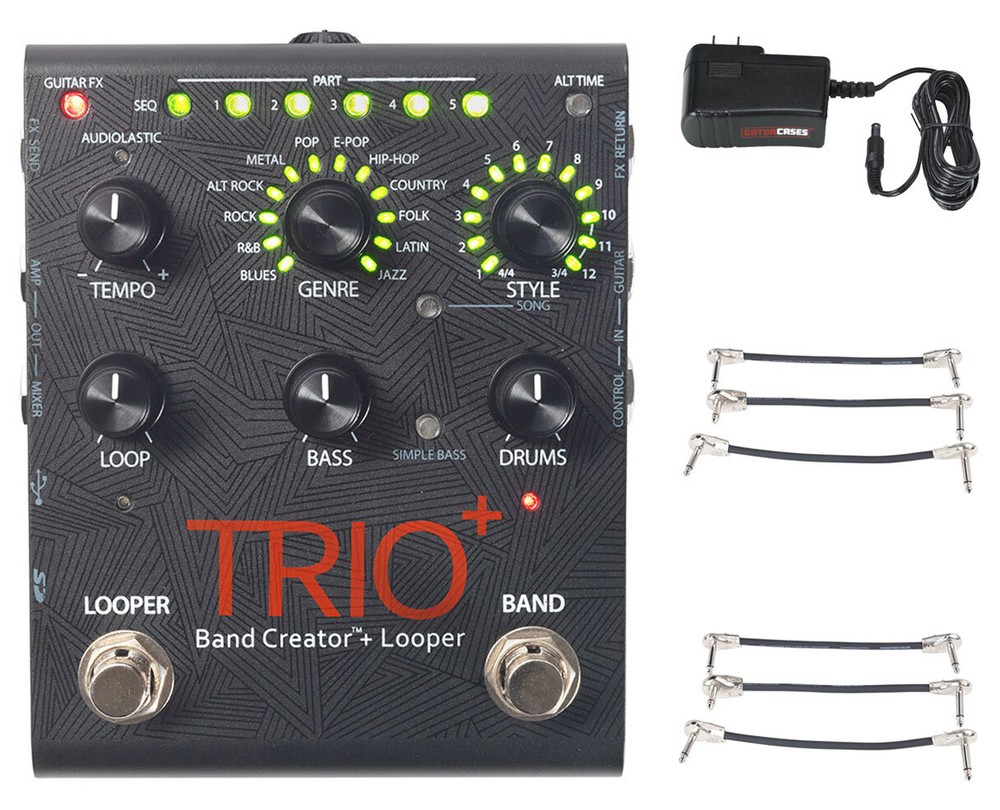 Digitech Trio Plus + Gator 9V Power Combo & 3 Patch Cables