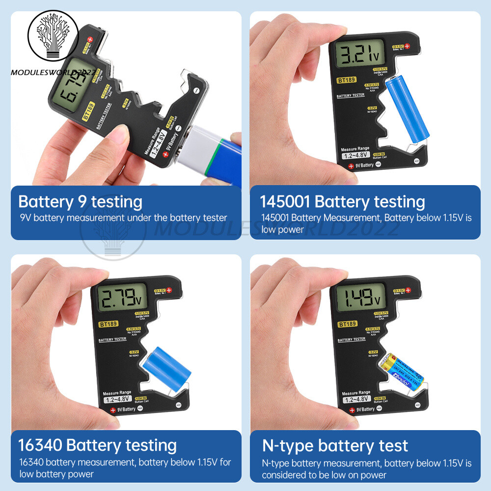 Digital Battery Tester Checker Electricity Indicator Universal AA, AAA 9V Button