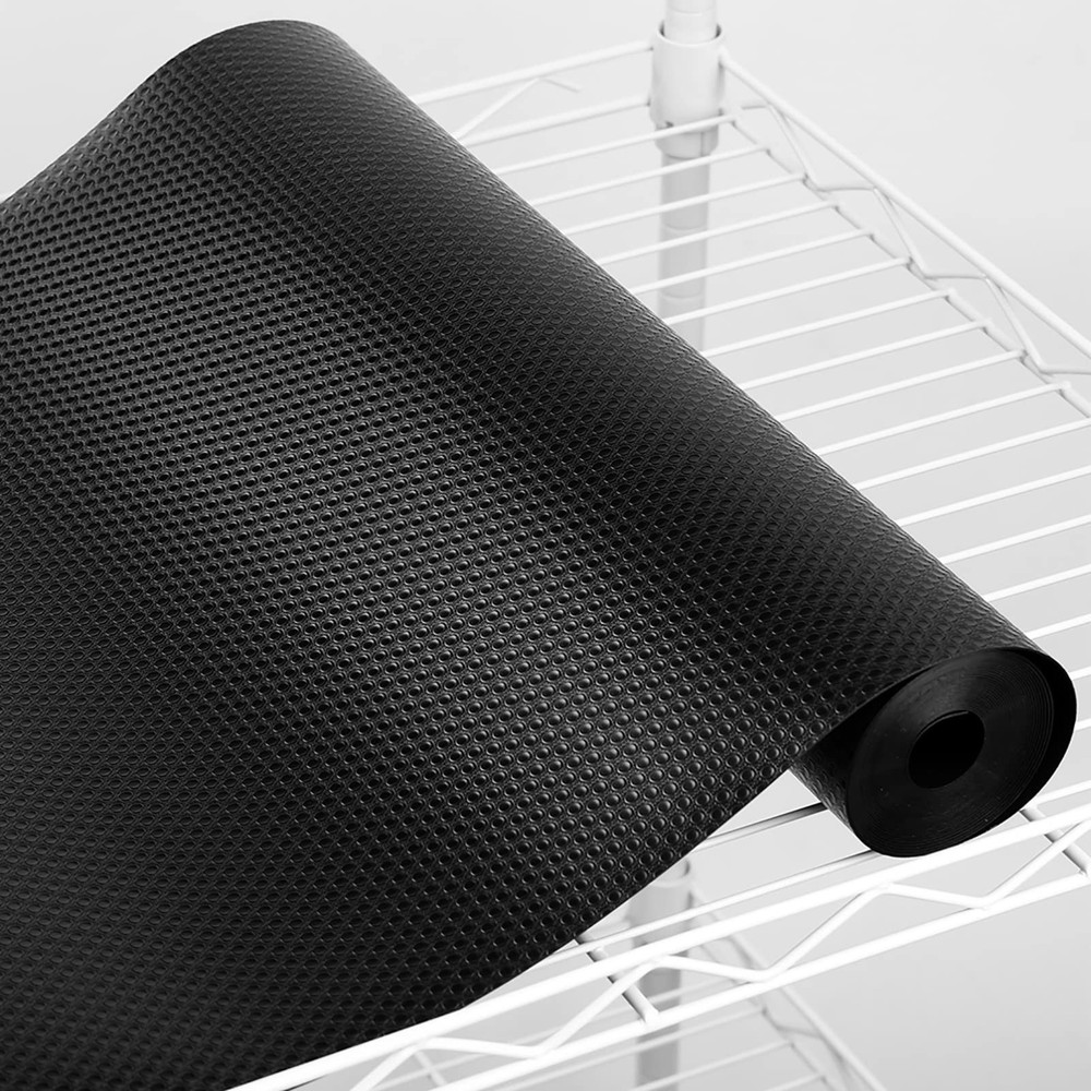 Black Wire Shelf Liner 15.5x144 Inch Easy Cut Plastic Waterproof Cabinet Mat