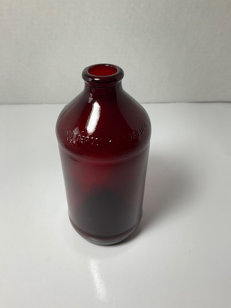 ROYAL RUBY ANCHOR HOCKING RUBY RED CONE TOP SMALL SIZE NO DEPOSIT BEER BOTTLE