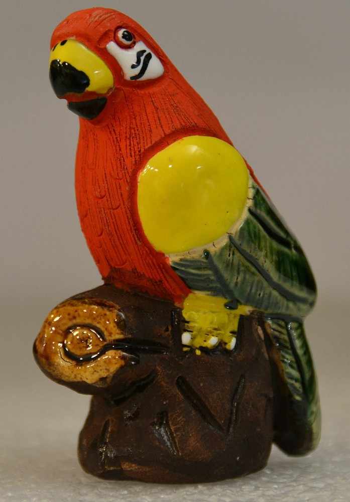 Tiny Red Parrot Ornament Sculpture 3.25" tall