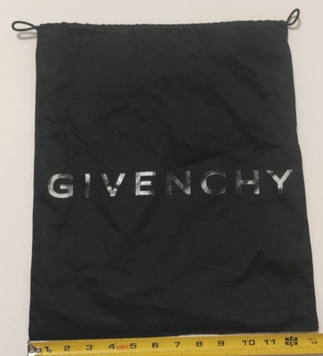 Authentic Givenchy Black Cotton Drawstring Dust Bag lined in white 13” x 15”