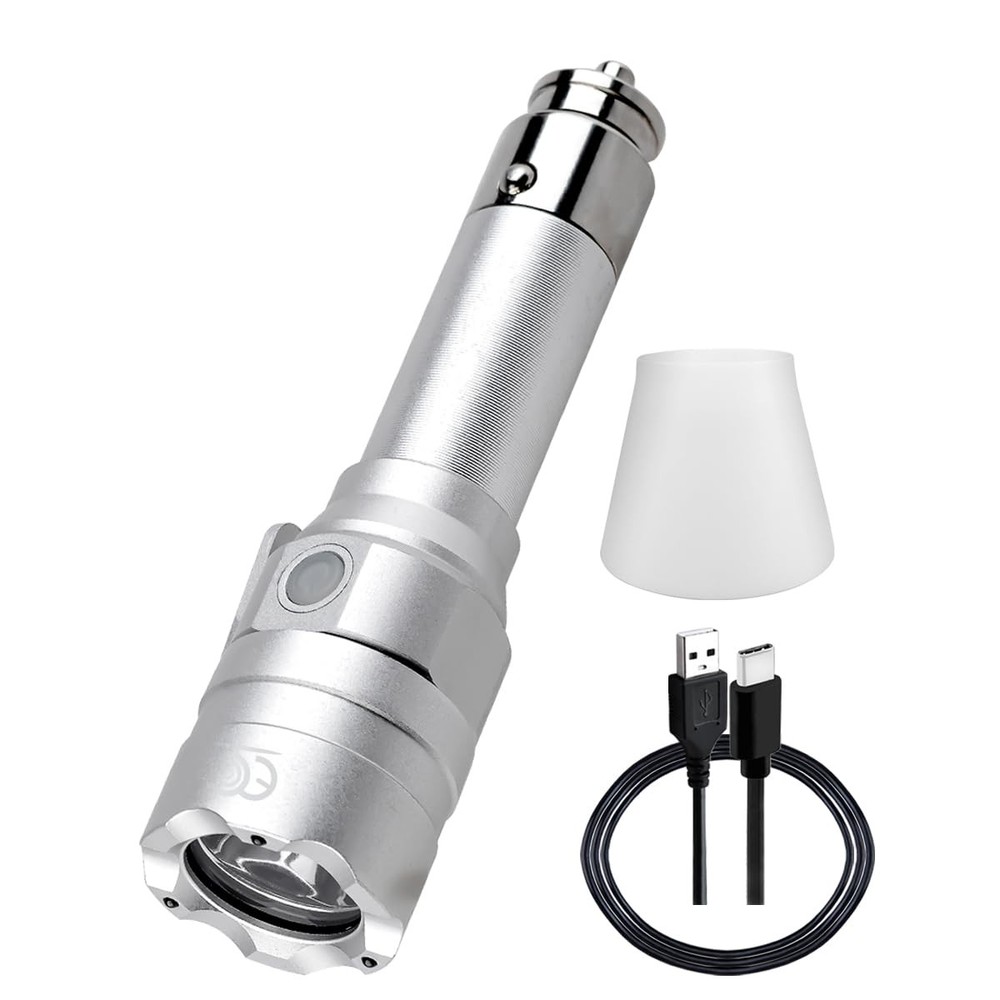 Small Flashlight Rechargeable with Diffuser 12 Volt Car Cigarette Lighter & U...