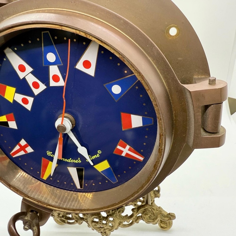 Vintage Brass Nautical Wall Clock - Missing Glass