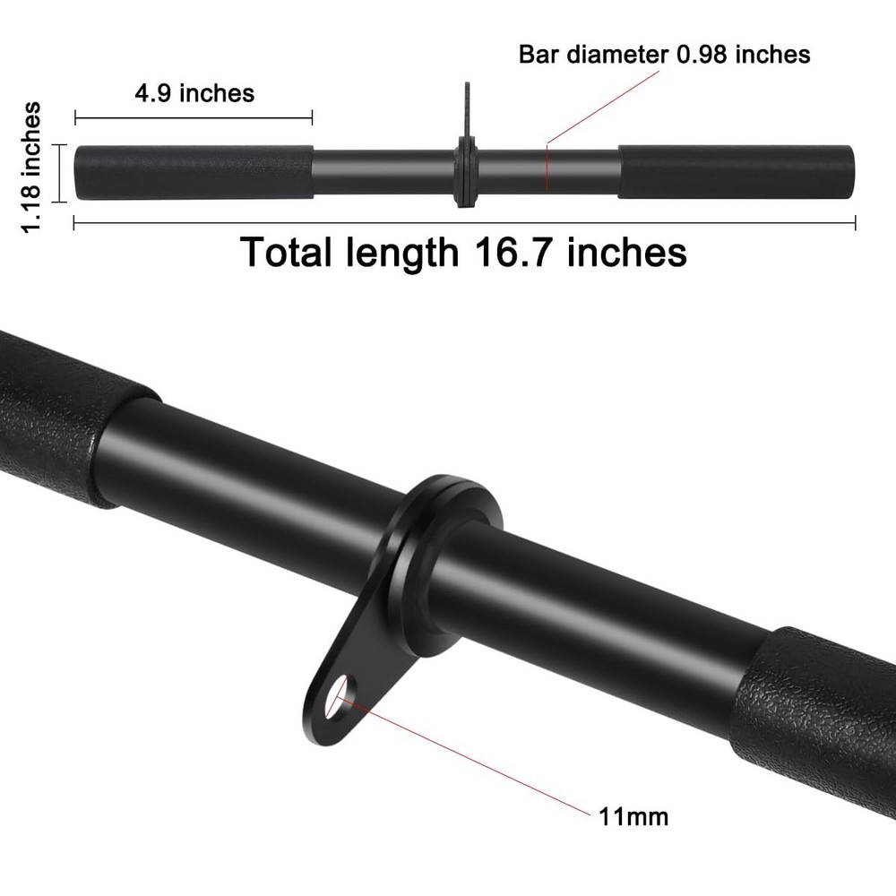 Pulldown Straight Bar Rotating Steel with Rubber Grips LAT Pull Down Handle f...