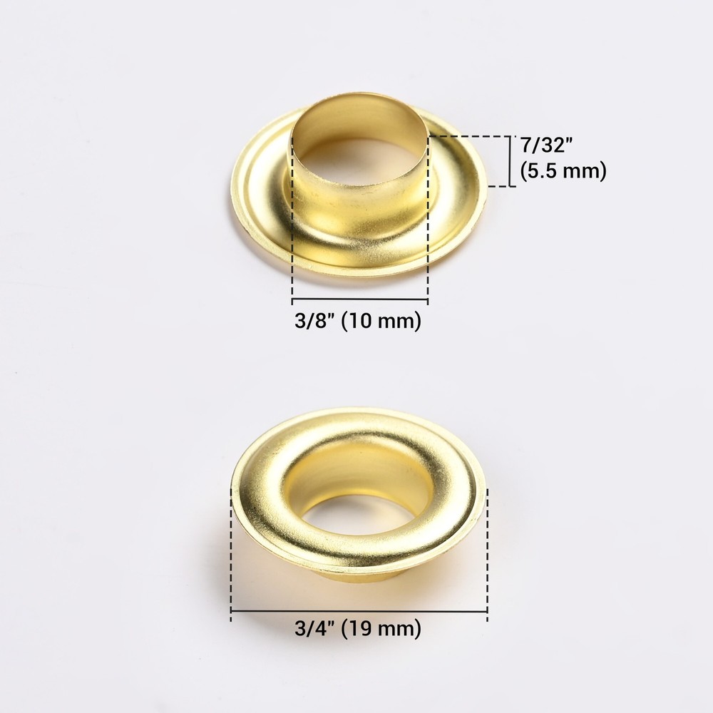 Yescom 500 sets Grommet Kit 3/8 inch Size #2 Solid Brass Eyelets Washers