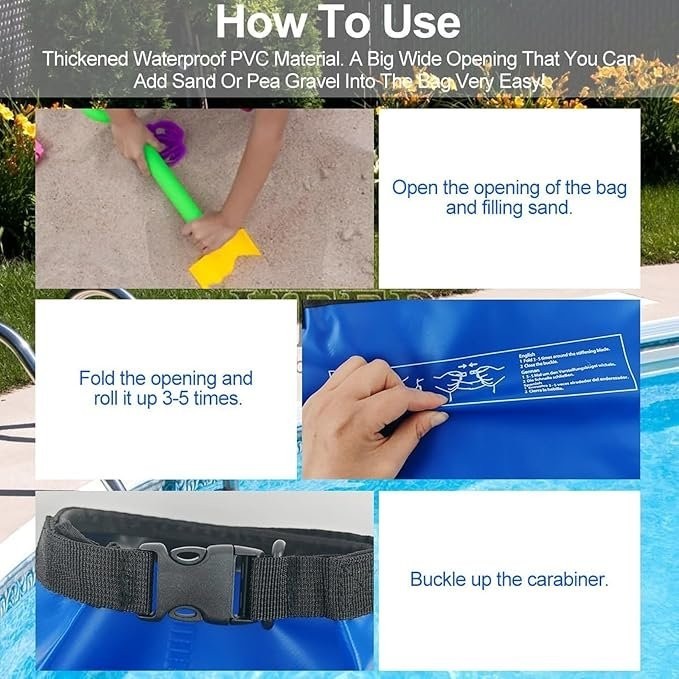 2 Pack Pool Ladder Weights, 10L Universal Pool Step Weights, 500D PVC Waterpr...