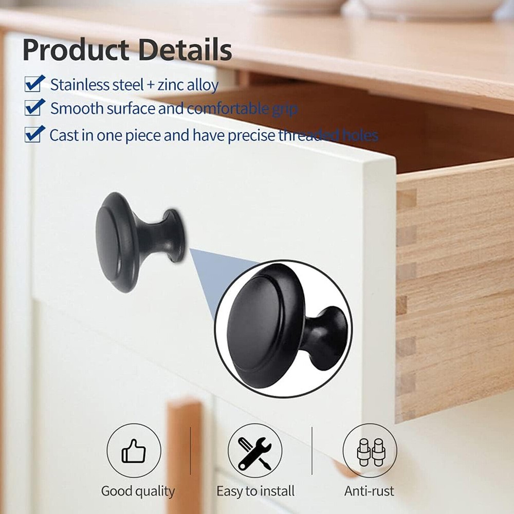 Cabinet Knobs Matte Black Kitchen Cupboard Dresser Drawer Handles Pull Knobs LOT