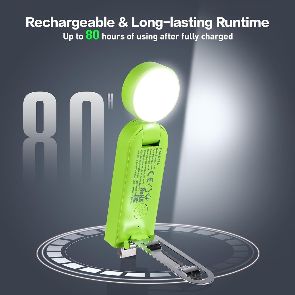 USB Rechargeable Book Light, Blue Light Blocking Clip On Bookmark Shaped Light