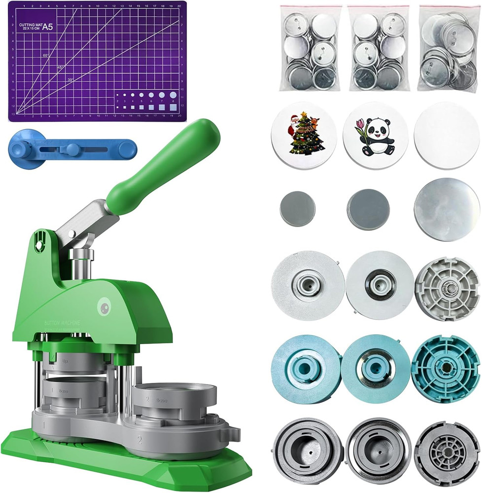 DIY Button Maker Machine with 300 Supplies - 3 Sizes & Circle Cutter