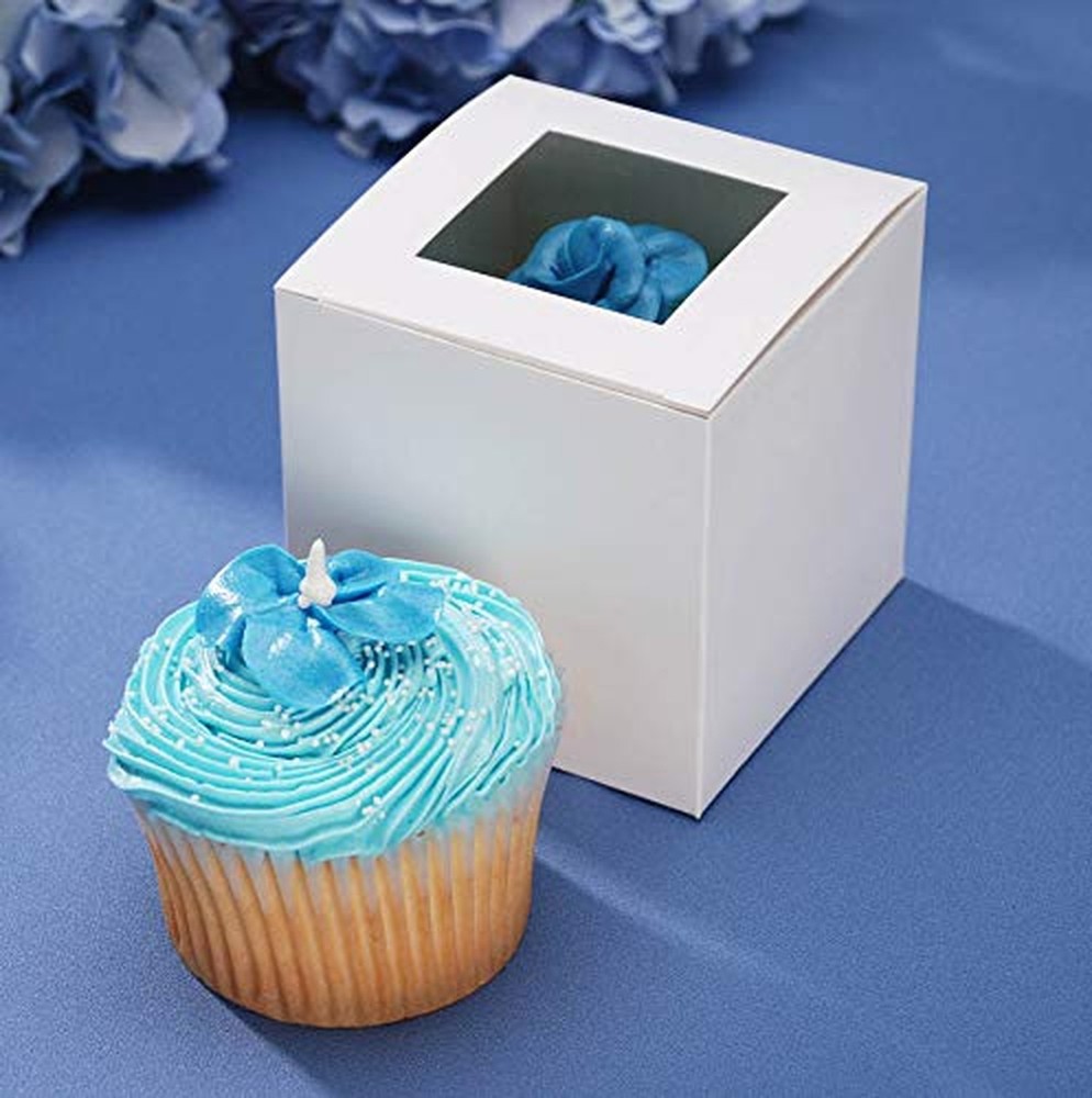 Darice Individual White Cupcake Box with Acetate Window, 12 pack
