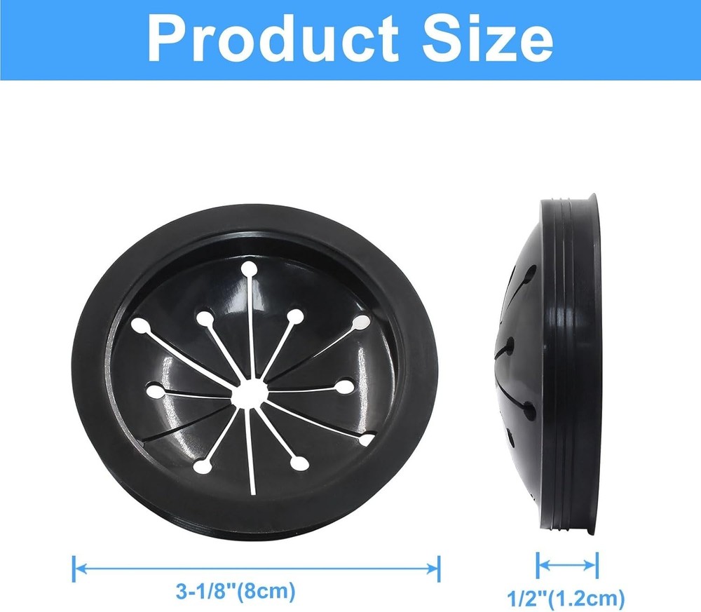 3 1/8 Inch Garbage Disposal Splash Guard: Kitchen Sink Baffle, Black