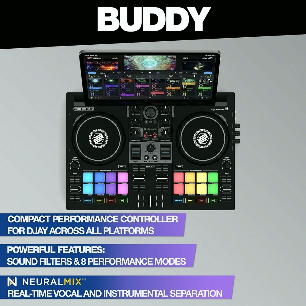 Reloop Buddy 2 Channel DJ Controller for iOS and Computer USB DJ Mixer