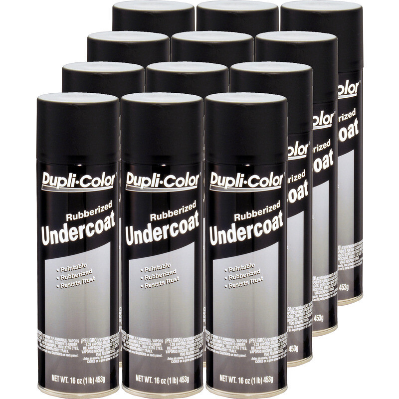 Duplicolor UC101 (12-Pack), Paintable Rubberized Undercoating, Black, 16 oz