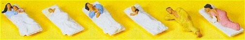 Preiser 10300 HO Scale Passengers -- Sleeping pkg(6)