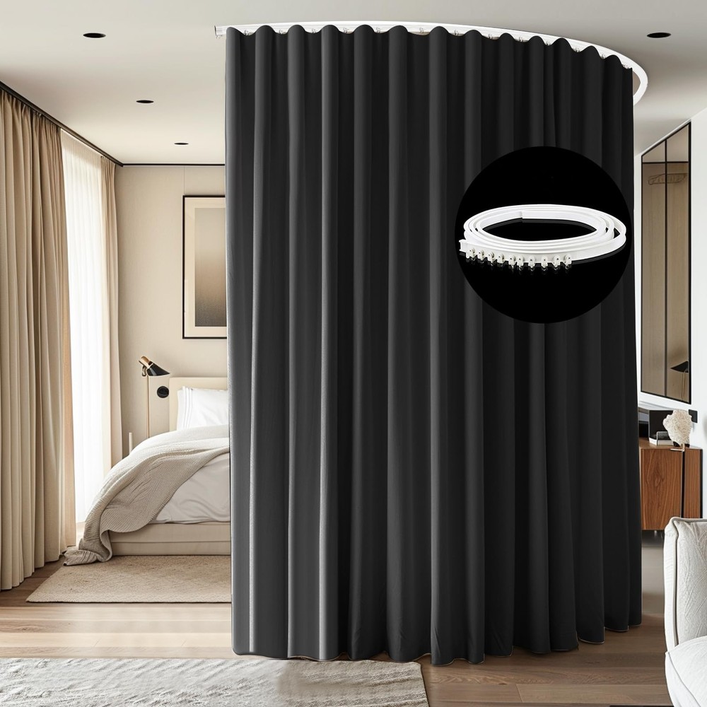 Room Divider Ceiling Mounted Curtains Track Sets Extra Wide Blackout Curtain ...