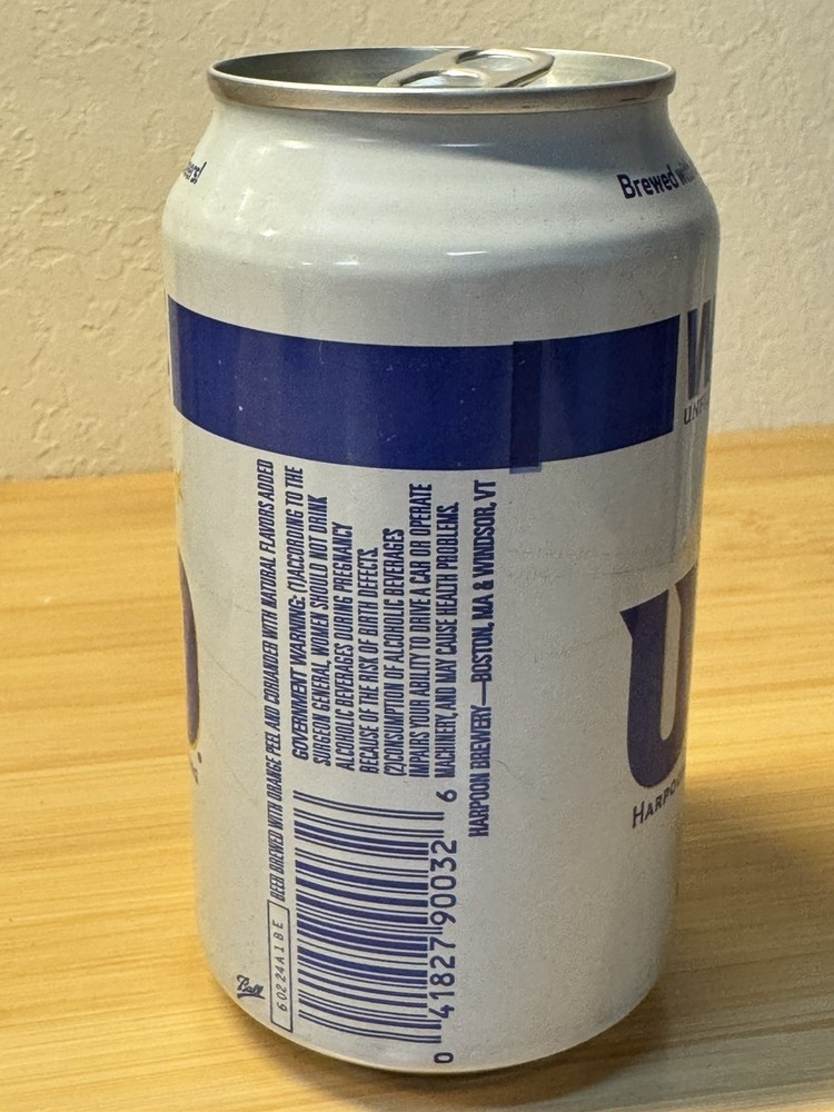White UFO wheat beer - Empty Beer Can Top Opened - Harpoon Brewery