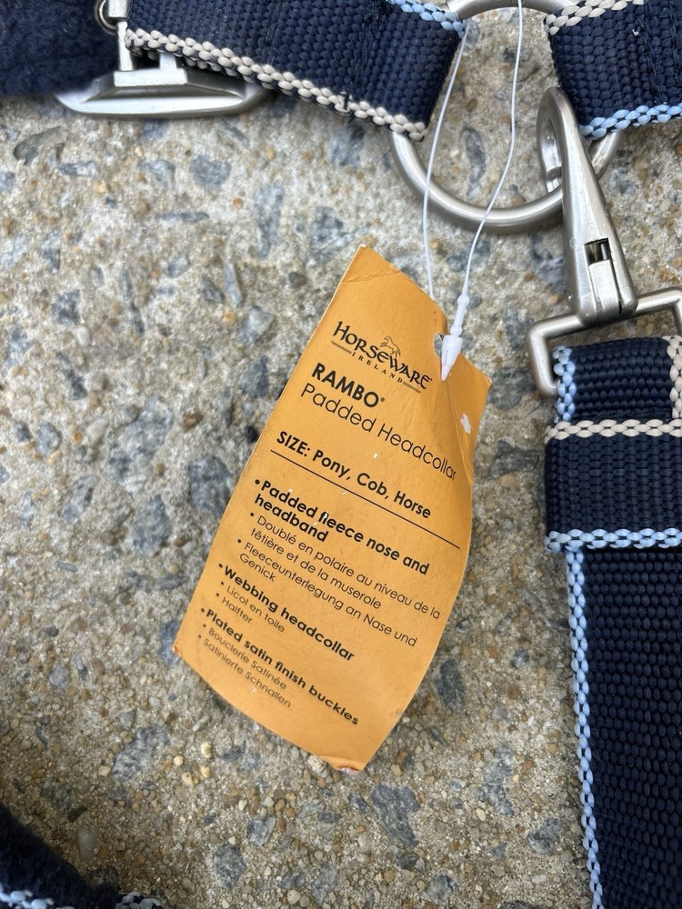 Size Pony Rambo Padded Halter - Navy Blue