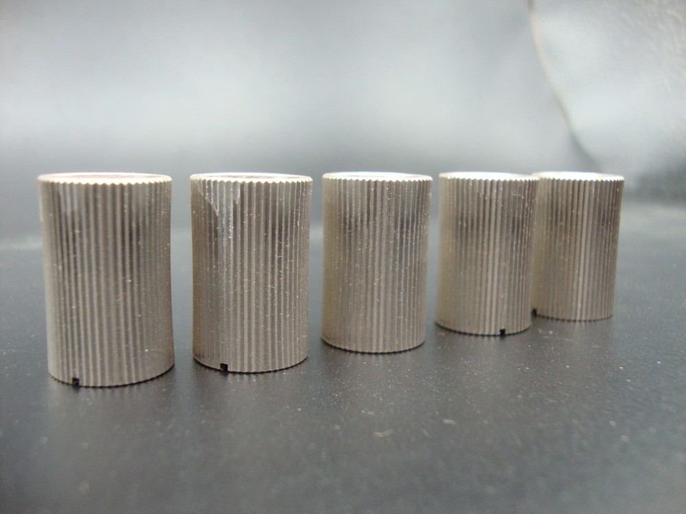 VINTAGE ALUMINUM STEREO CONTROL KNOBS (Qty 5)