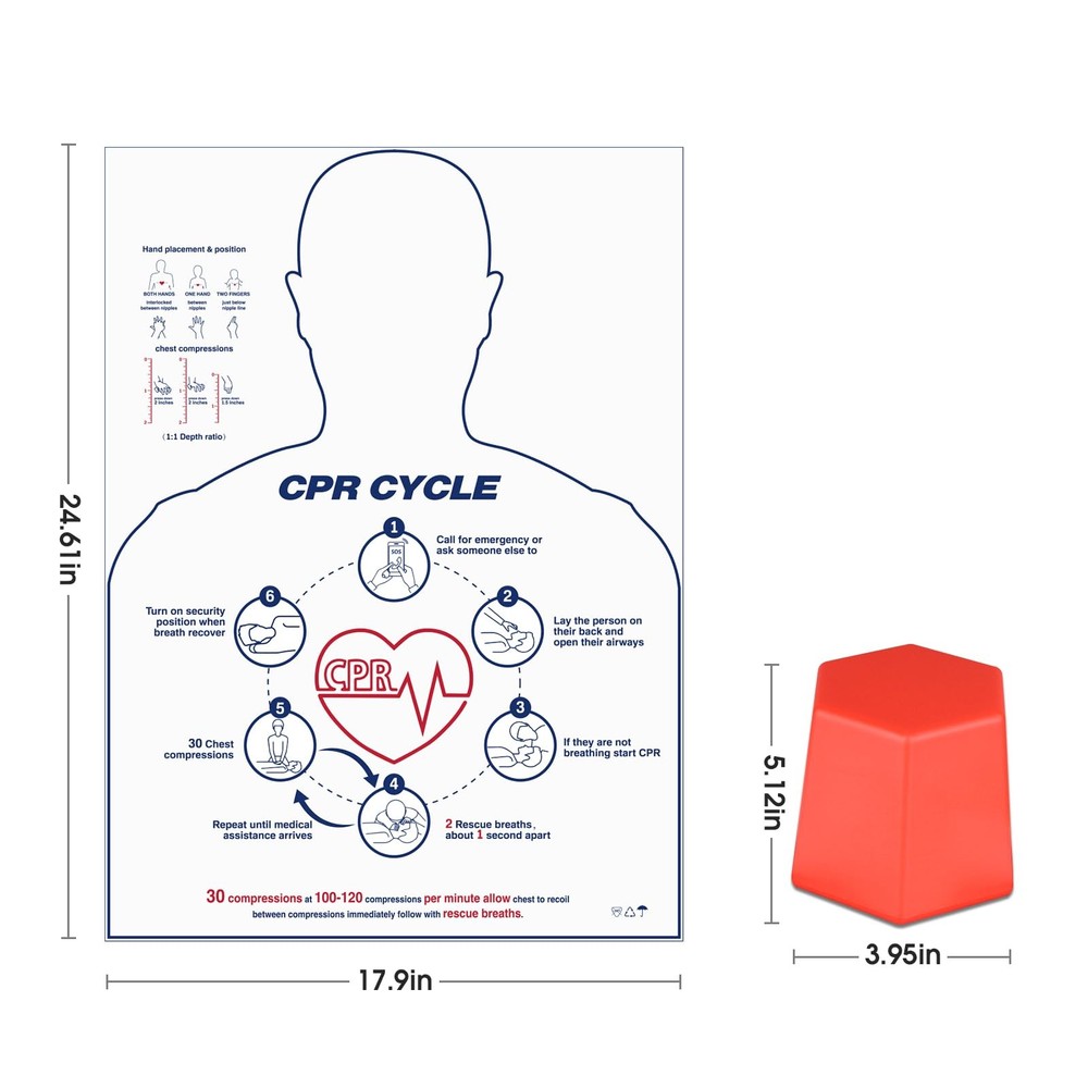 CPR Training Model, Hands-only CPR Training Aid Kit, CPR Compression First Ai...