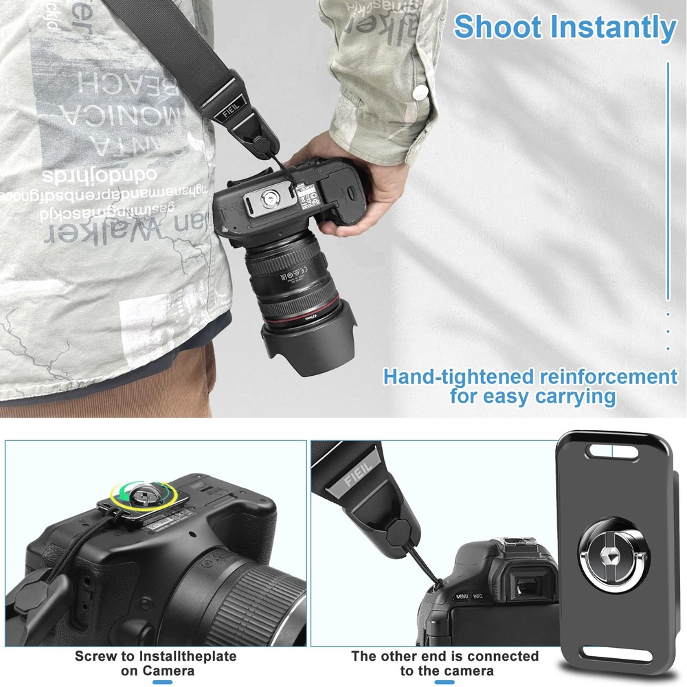 FIEIL Camera Strap with Quick Release Plate, Universal Camera Strap with Quic...