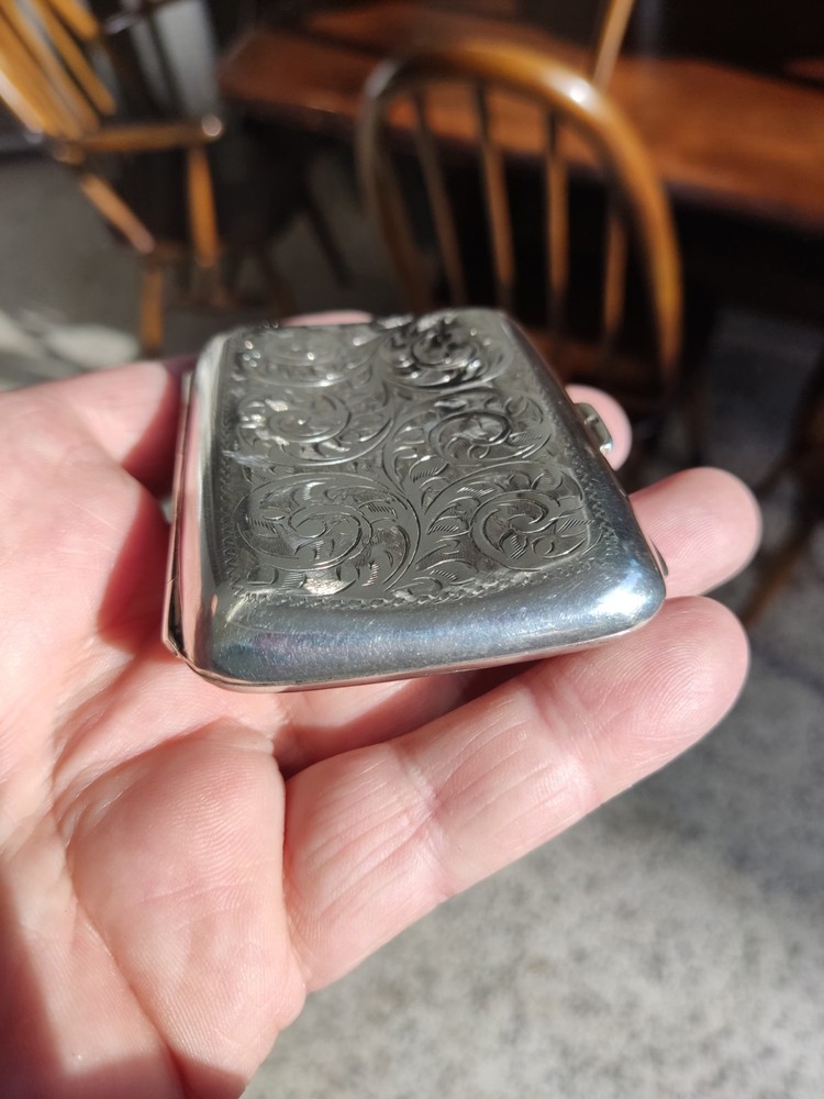 Antique Robert Pringle & Sons Solid Silver Cigarette Case- No Monogram. 45 Grams