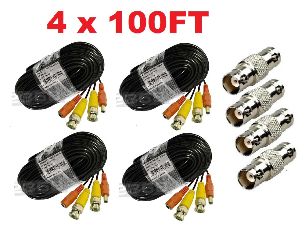 Premium Quality 4x100ft Video Power BNC Cable fit Lorex CCTV Security Camera