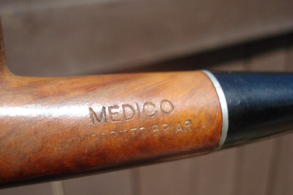 Vintage, used, MEDICO Imported Briar Smoking Pipe with leaf pattern