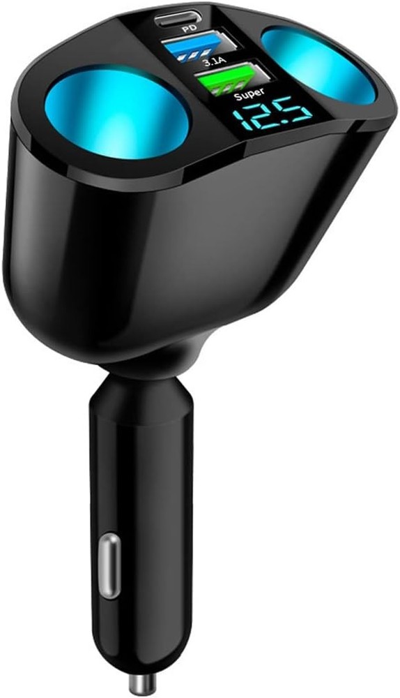 Innovative Car Cigarette Lighter Adapter With Type-C Port And Dual USB Options