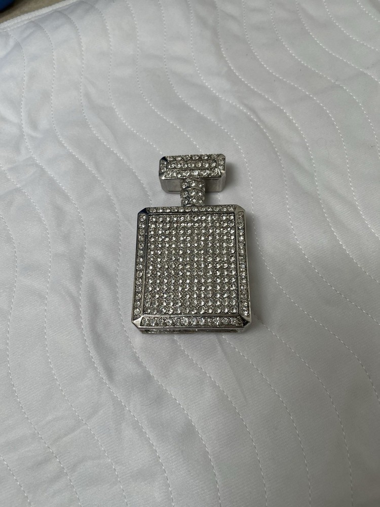 Clock Bling Rhinestone Flask Shape Shine Square Silver