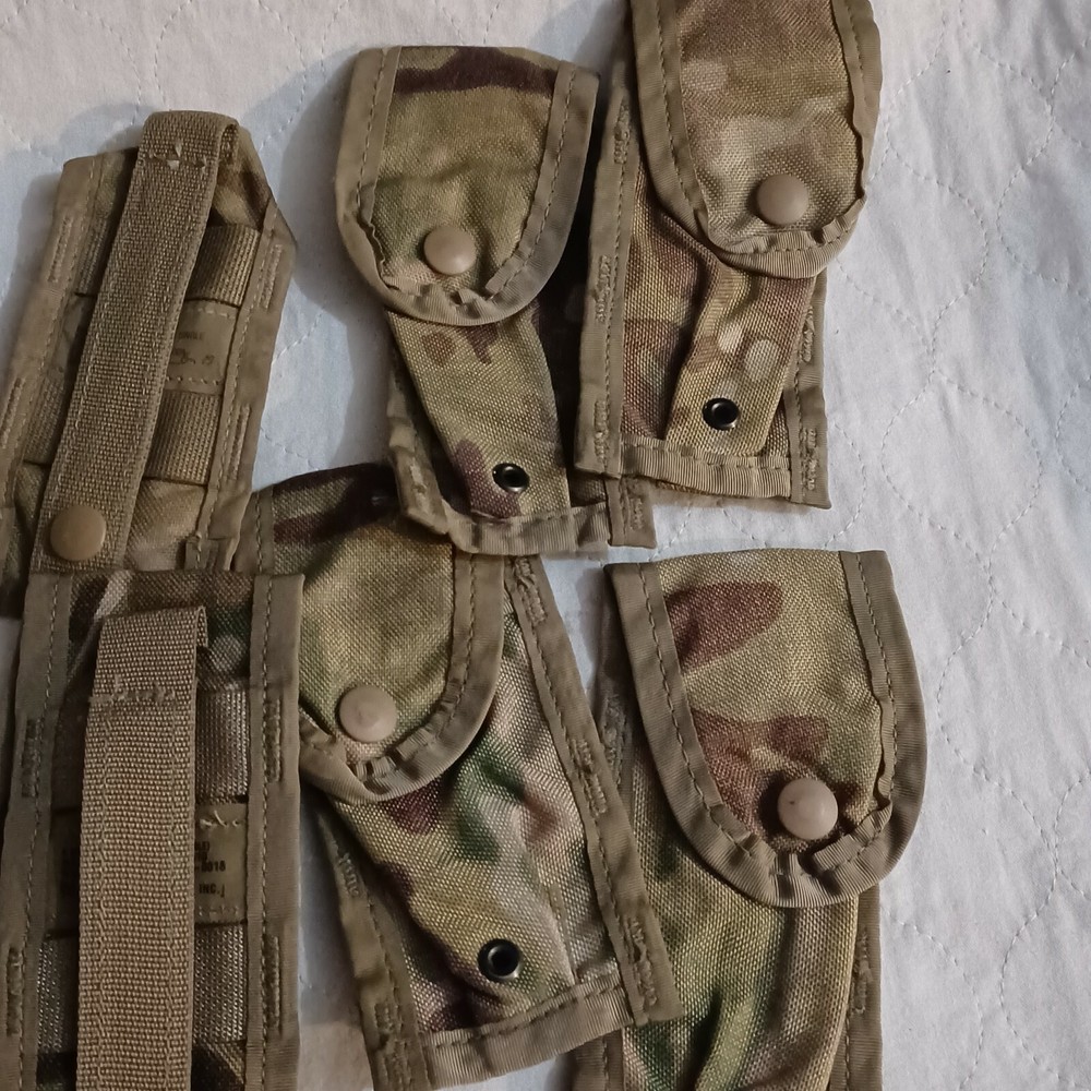 USGI Multi Cam 9MM Pistolman's SET Extender and 4 Single mag Pouches New